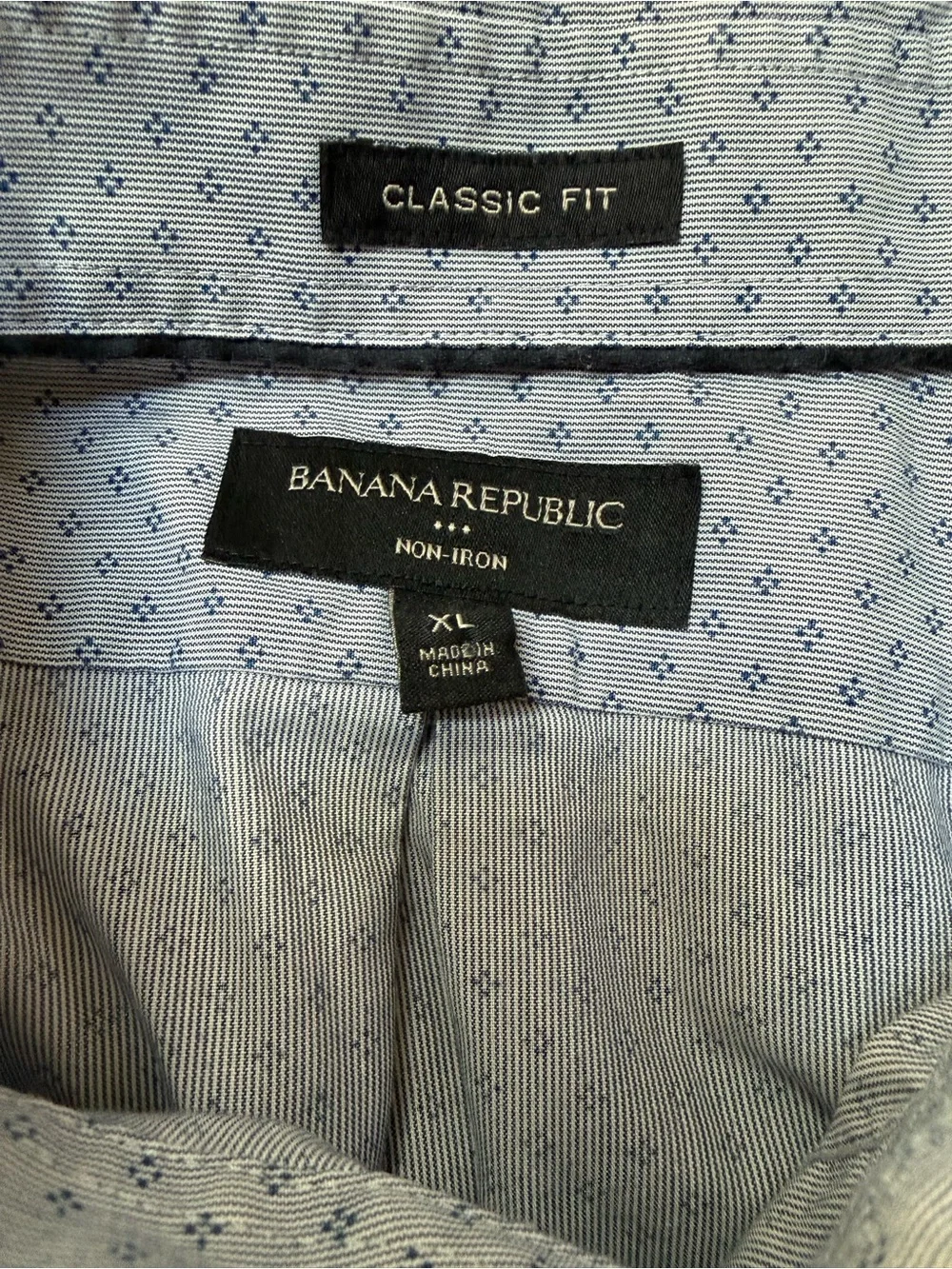 Light Blue Micro-Pattern Dress Shirt- Banana Republic XL